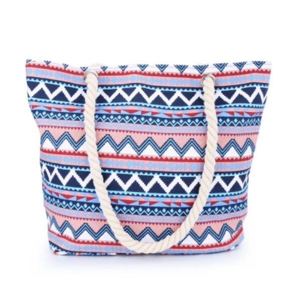 Handbags - Geometric Print Canvas Shoulder Bag - NWT